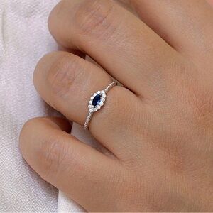 Sterling Silver Faux Blue Sapphire Ring Sz 7